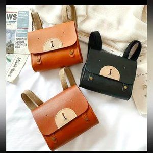 Leather Bear Mini Backpack Purse